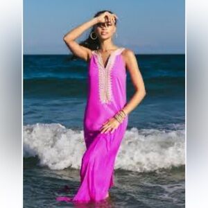 Lilly Pulitzer Sandrah Embroidered Maxi dress in wild fuchsia.